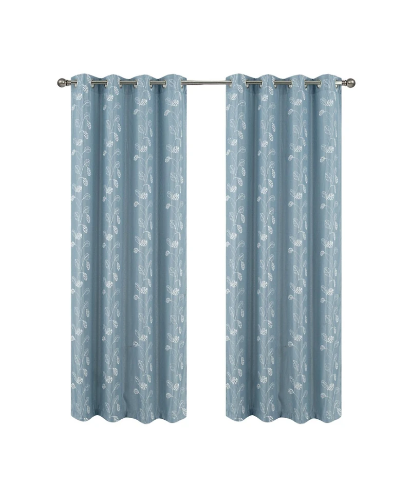 Rt Designers Collection 100% Polyester 140 Gsm Reed Embroidered Grommet Curtain Panel 54" x 84