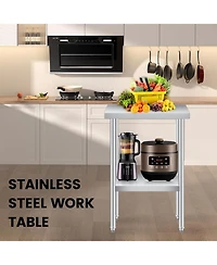 gaomon 12"X24"x35" Stainless Steel Work Table, 2-Tier Commercial Metal Prep Table, Rust-Resistant Utility Tables