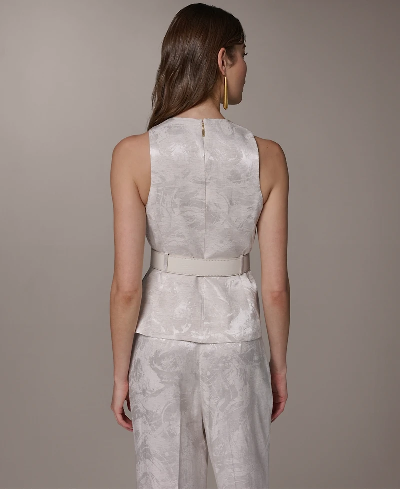 Donna Karan New York Women's Crossover Belted Sleeveless Top