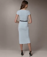 Donna Karan New York Womens Sculpt Knit Top Straight Sweater Skirt