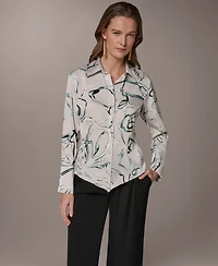 Donna Karan New York Women's Printed Pointed Hem Blouse