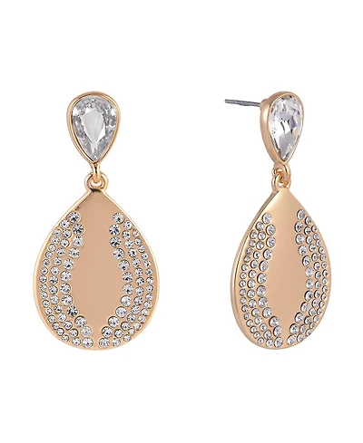 Laundry by Shelli Segal Gold Tone Teardrop Earrings with Crystal Stone Accents