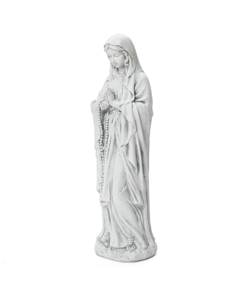 LuxenHome 29.3" Praying Mary Statue with Rosary Beads, White Outdoor Religious Decor