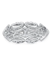 Bling Jewelry Elegant Art Deco Style Vintage Large Lapel Scarf Brooch Pin Silver Plated