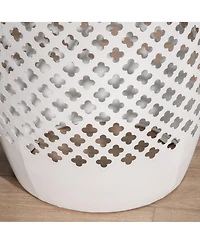 Outsunny 12.5" Steel Patio End Table, Round Hollow Drum Side Table, Accent Table for Indoor & Outdoor