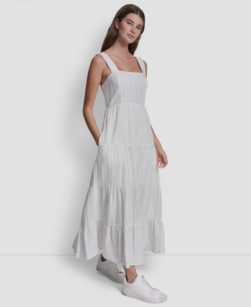 Dkny Jeans Women's Tiered Tank Square Neck Maxi Dress