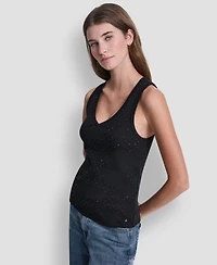 Dkny Jeans Women's Rhinestone V-Neck Tank Top