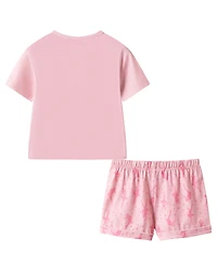 Andy & Evan Girls' Toddler 2T-4T Short-Sleeve T-Shirt and Shorts, 2-Piece Pajama Set