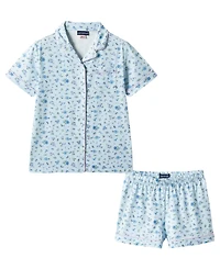 Andy & Evan Girls' 6-16 Button-Down Shirt and Shorts, 2-Piece Pajama Set