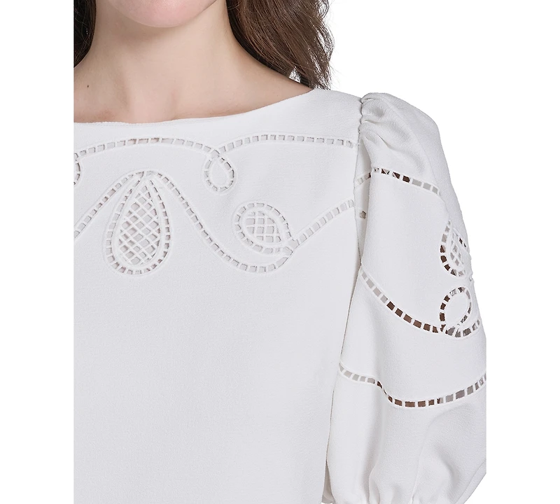 Vince Camuto Women's Embroidered Boat Neck Mini Dress