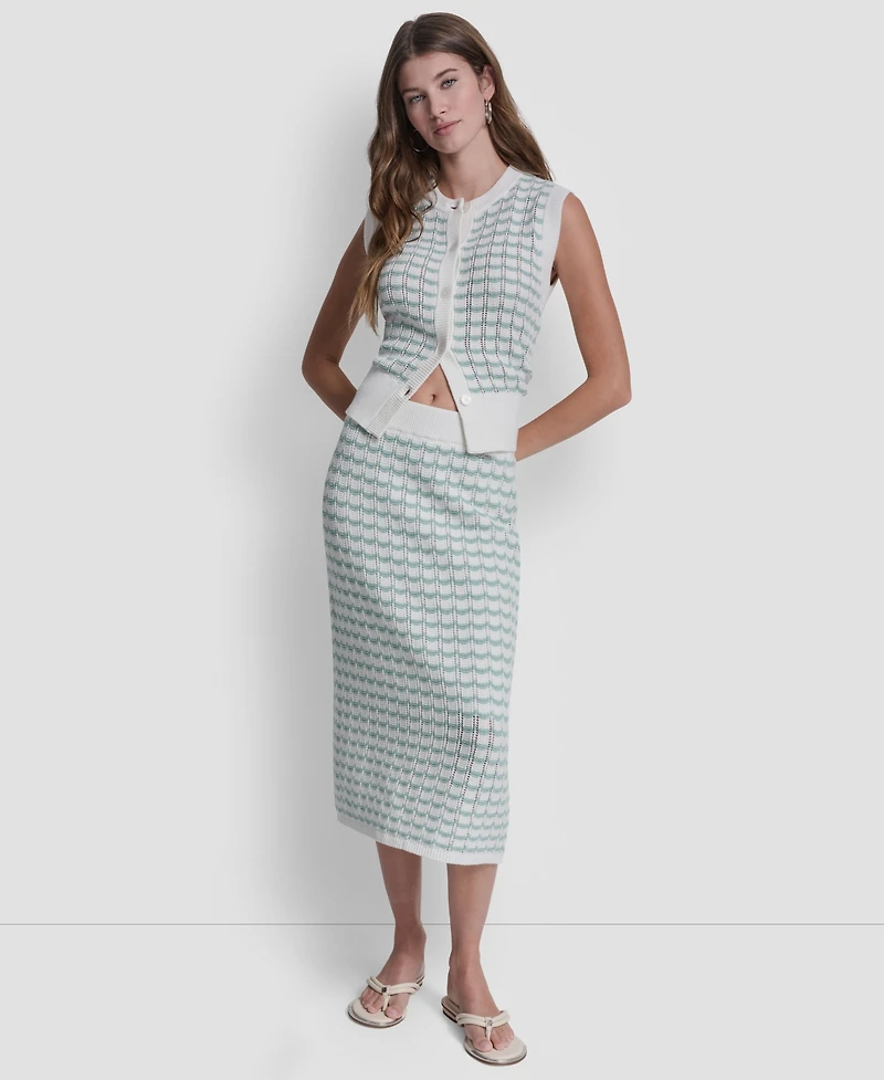 Dkny Jeans Women's Striped Pointelle Midi Skirt