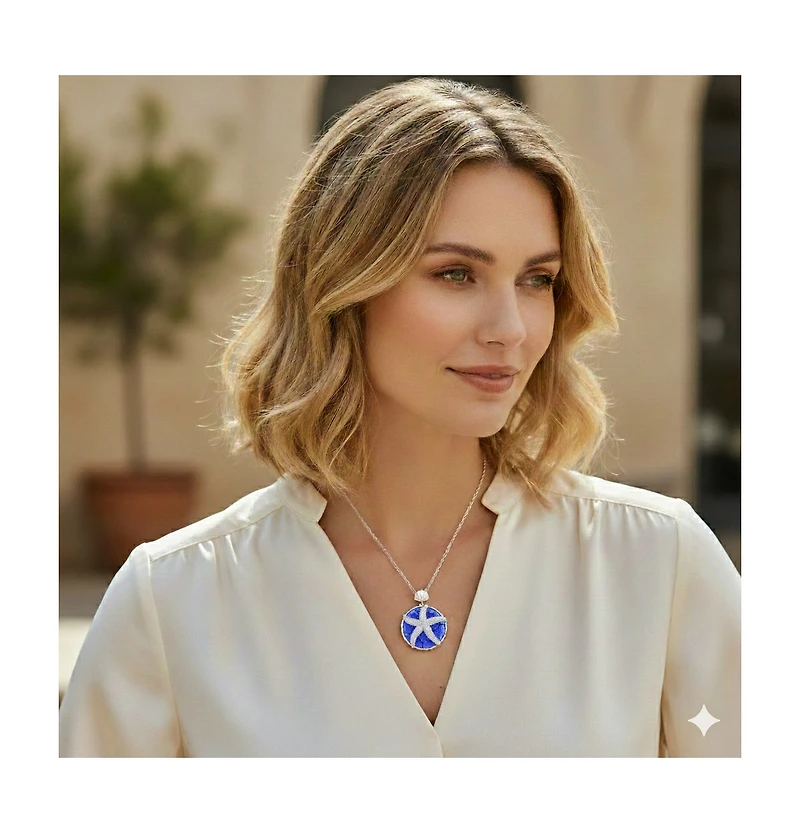 Sterling Silver Floral Venetian Murano Glass Starfish Necklace