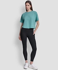 Dkny Sport Women's Metallic Bubble Logo Drop Shoulder Pull-On T-Shirt