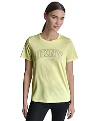 Dkny Sport Women's Rhinestone Varsity Logo Relaxed Fit Pull-On T-Shirt