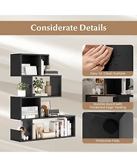 Sugift 5-Tier S-Shaped Bookshelf Geometric Z-Shelf Bookcase with Open Cubes