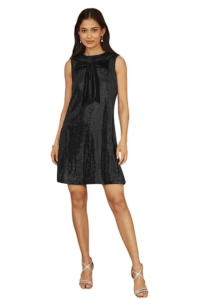 Yumi Women's Sequin Bow Tunic Shift Dress