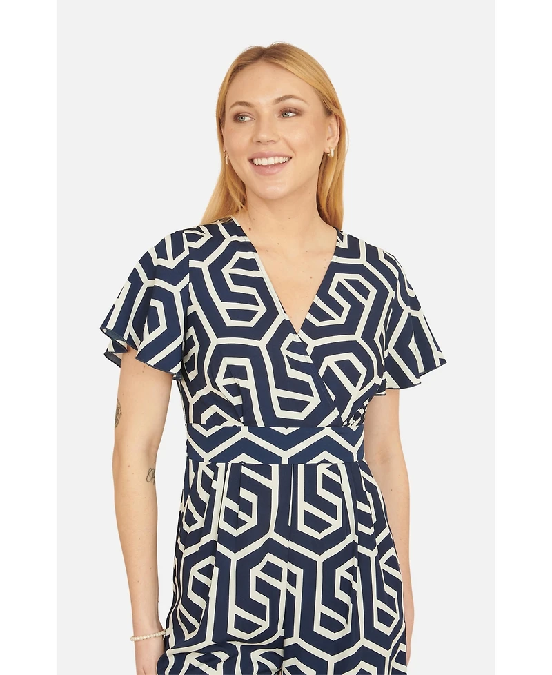 Yumi Women's Sculpting Wrap Wide Leg Maxi Jumpsuit