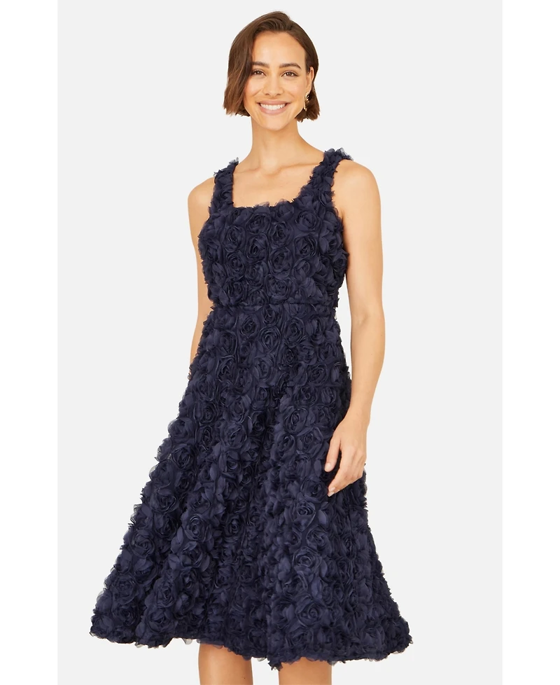 Yumi Women's Applique Floral Skater Dress