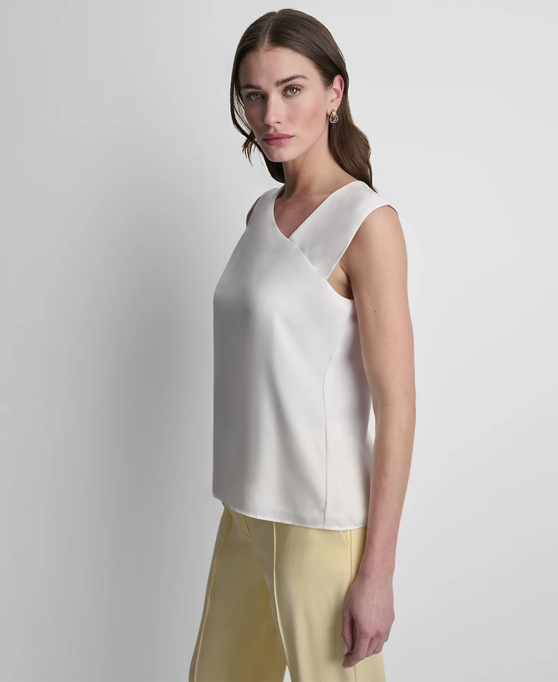 Dkny Women's Satin Asymmetric Neck Sleeveless Top