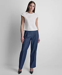 Dkny Women's City Ponte Cap Sleeve Knit Top