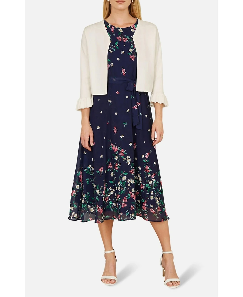 Yumi Women's Bell Sleeves Cropped Cardigan