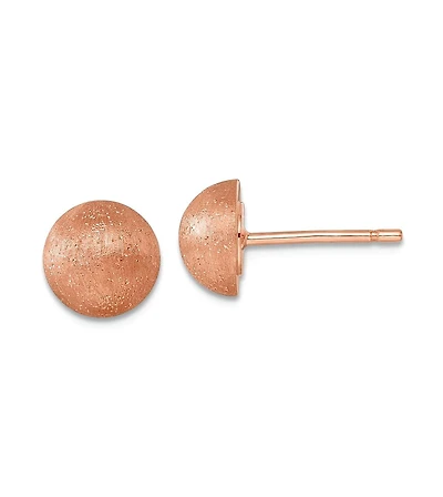 Curata Jewelry 18k Yellow, White or Rose Gold Italian 8mm Textured Half Round Button Earrings 8x8mm Wide Stud Earring