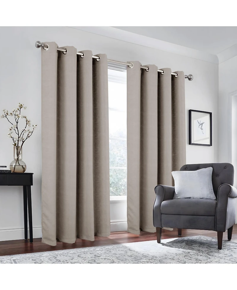 Rt Designers Collection 100% Polyester 190 Gsm Marina Revisible Blackout Grommet Curtain Panel 54" x 95"
