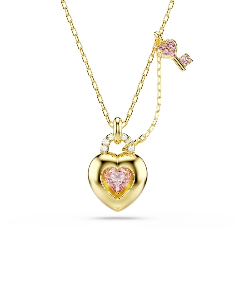 Swarovski Gold-Tone Plated Heart Lock and Key Idyllia Pendant Necklaces