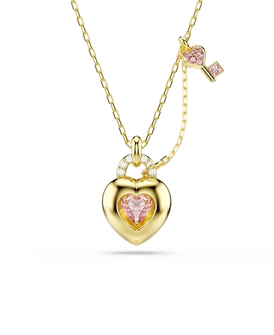 Swarovski Gold-Tone Plated Heart Lock and Key Idyllia Pendant Necklaces