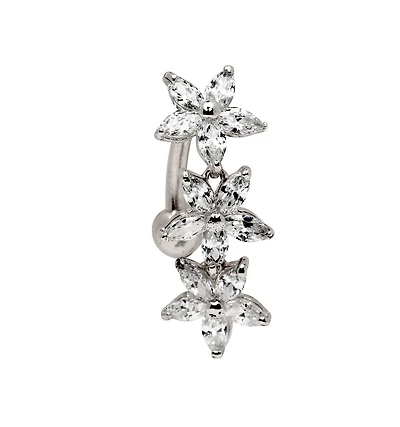 Curata Jewelry Cubic Zirconia Top Mount Belly Button Ring 14g