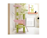 Aostirmotor 47.2" Cat Tree with Sisal-Covered Scratching Posts, Multi-Level Climbing Tower for Indoor Cats