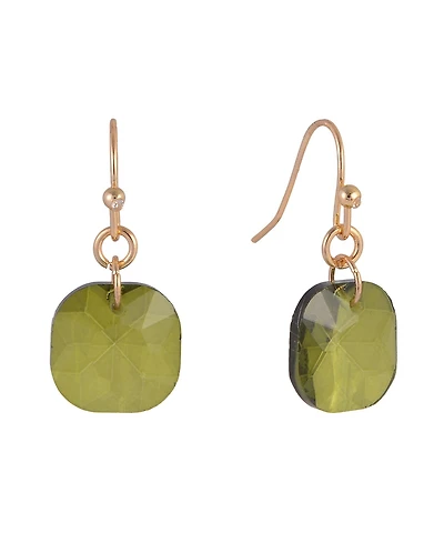 Laundry by Shelli Segal Gold Tone and Olivine Faceted Stone Drop Earrings
