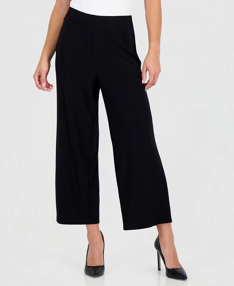 Anne Klein Essentials Petite High Rise Cropped Pull-On Pants