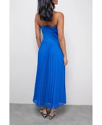 Warehouse Women's Bandeau Bodice Pleated Midi Dress
