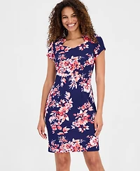 Connected Women's Cutout-Neck Short-Sleeve Sheath Dress