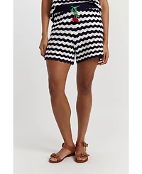 Chinti & Parker Women's Cotton Cherry Crochet Shorts