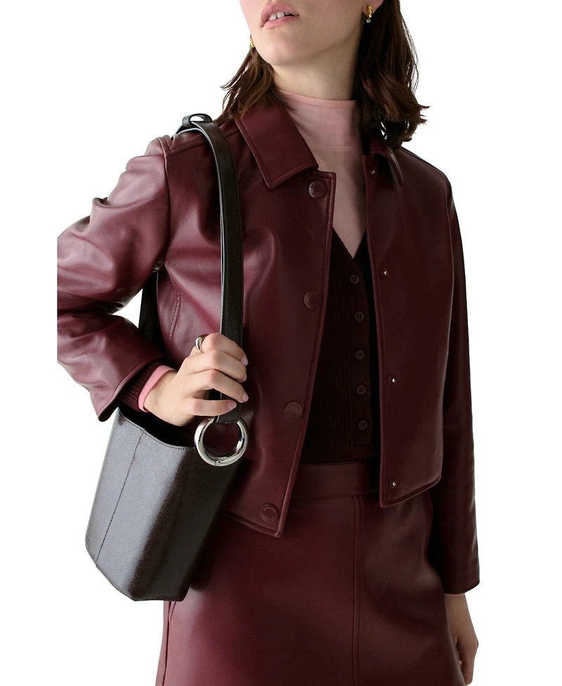 kate spade new york Halo Glazed Leather Mini Bucket Bag