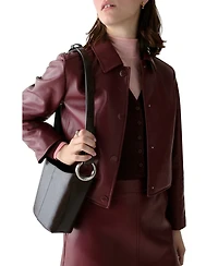 kate spade new york Halo Glazed Leather Mini Bucket Bag