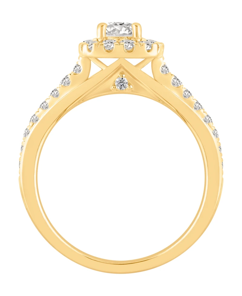 Macy's Certified Lab-Grown Diamond Halo Engagement Ring (1 ct. t.w.) in 14k Yellow Gold