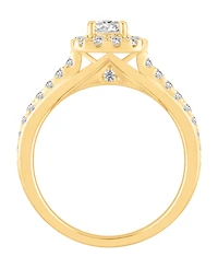 Macy's Certified Lab-Grown Diamond Halo Engagement Ring (1 ct. t.w.) in 14k Yellow Gold