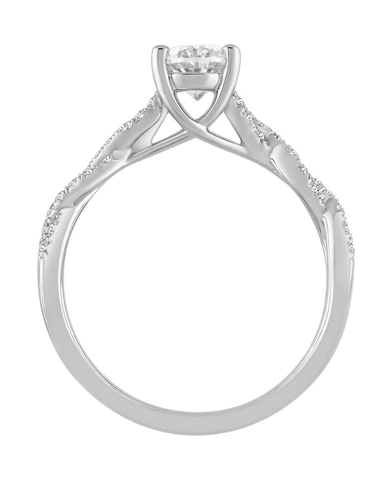 Macy's Certified Lab-Grown Diamond Solitaire Plus Engagement Ring (1-1/4 ct. t.w.) in 14k White Gold