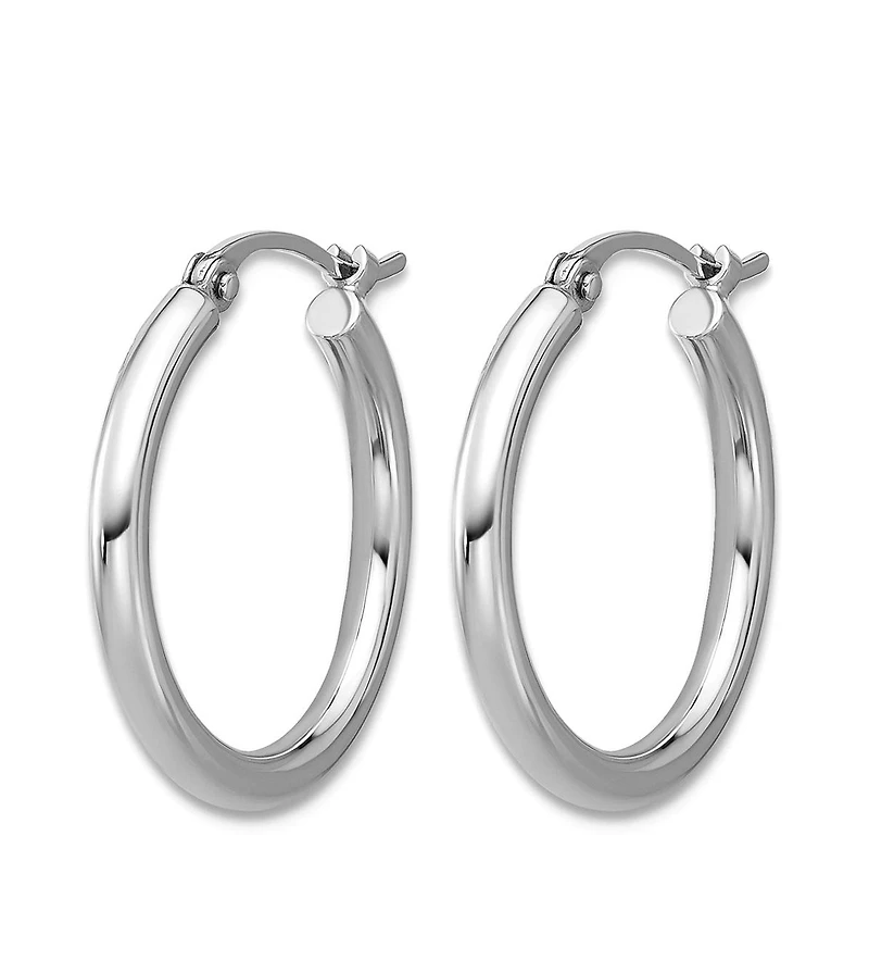 Curata Jewelry Solid 950 Platinum 2mm Classic Hoop Earrings 18mm