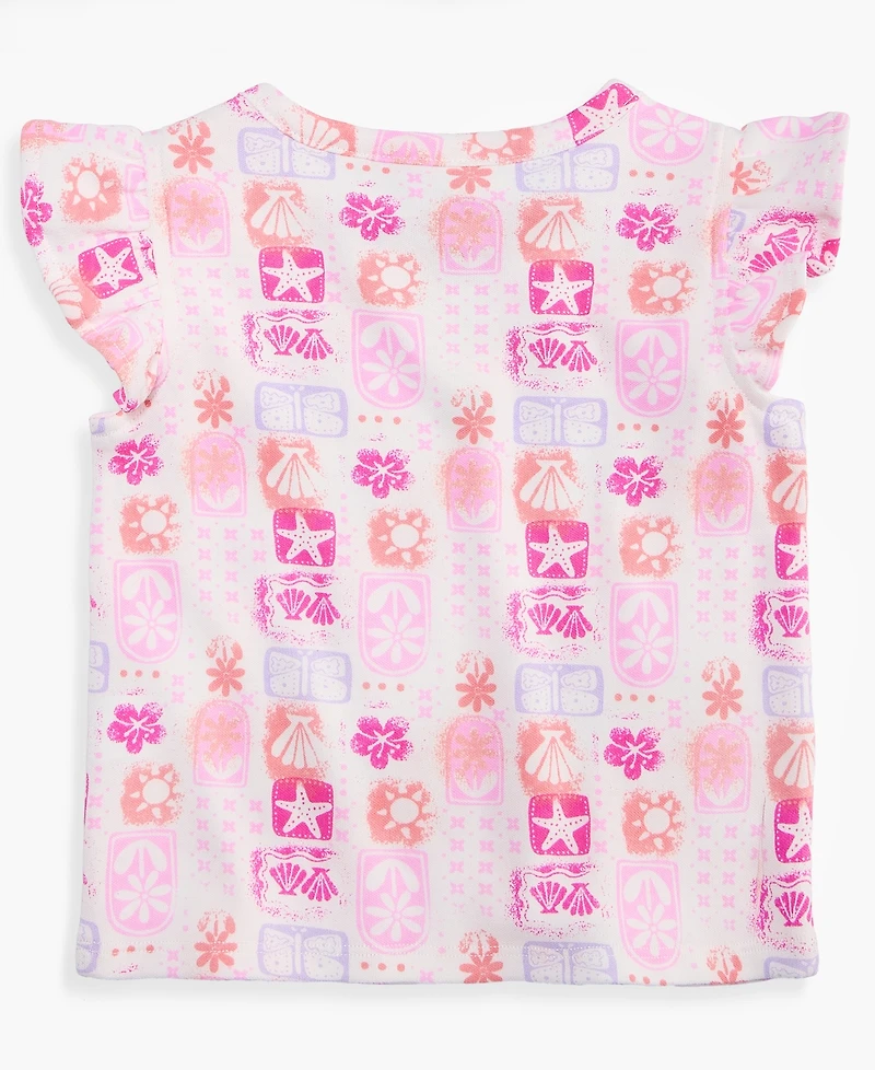 First Impressions Baby Girls' 3M-24M Mix & Match Tile-Print Flutter-Sleeve Top, Macy's Exclusive