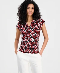 Anne Klein Women's Cap-Sleeve V-Neck Top