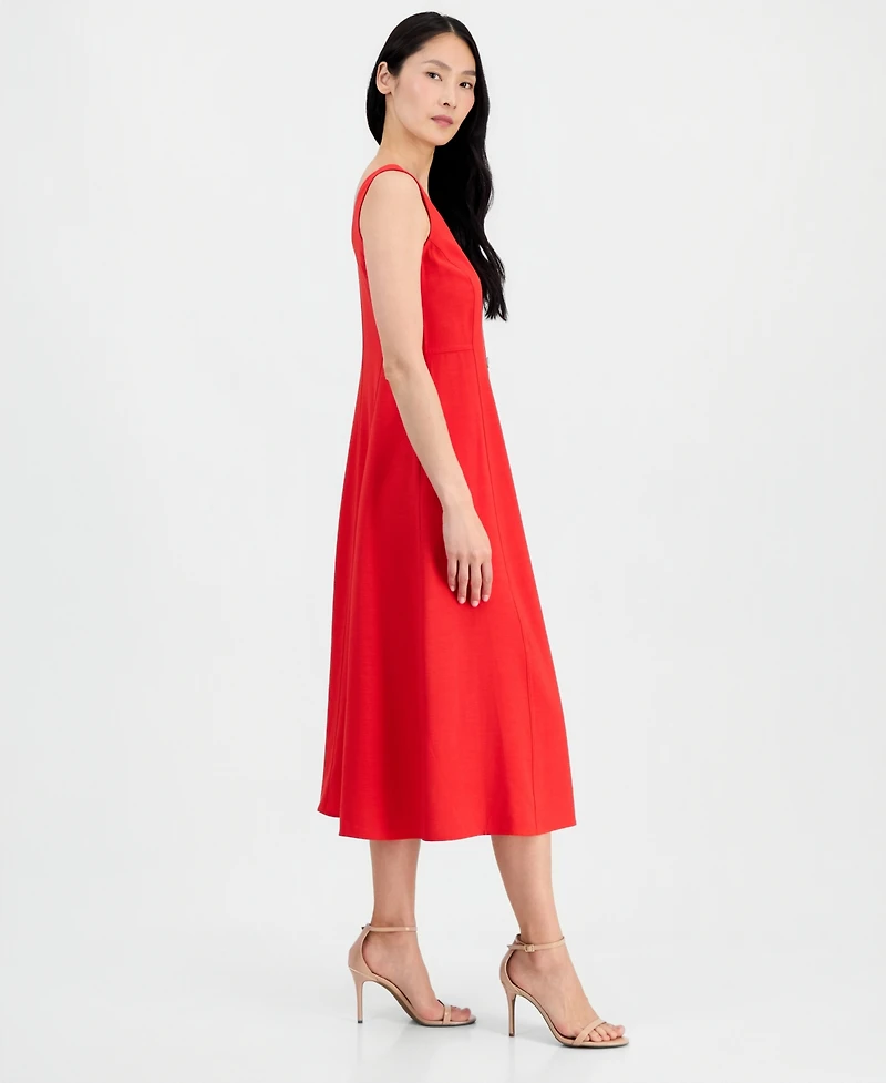 Anne Klein Women's Button-Detail Sleeveless Midi Dress