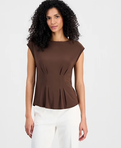 Anne Klein Women's Boat-Neck Structured-Waist Top