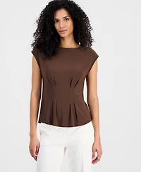 Anne Klein Women's Boat-Neck Structured-Waist Top