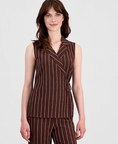 Anne Klein Petite Notched Neck Wrap Top