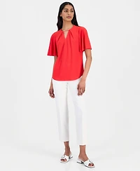 Anne Klein Women's Pleat-Neck Blouse