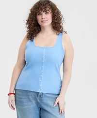On 34th Trendy Plus Button-Down Ribbed Tank, Macy's Exclusive